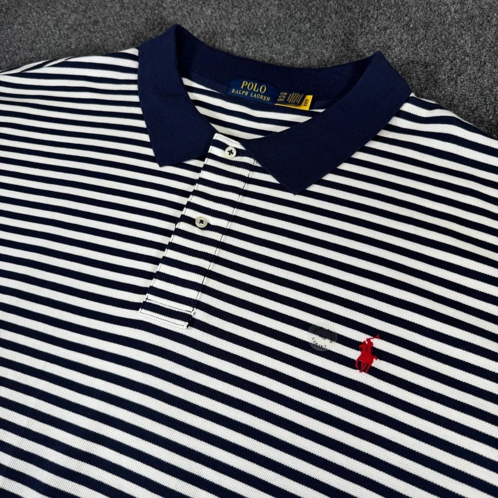 Polo Ralph Lauren Polo Shirt Mens 6XB 6XL Mesh White Navy Striped Red Pony NEW